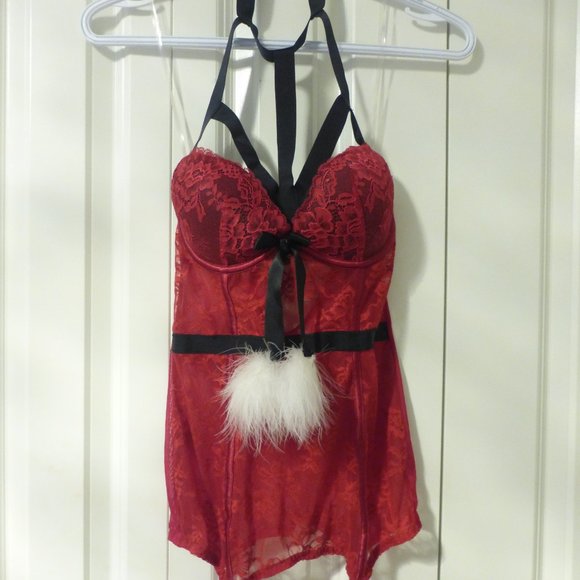 LA SENZA red "sexy Santa" baby doll lace and mesh lingerie - Picture 1 of 12